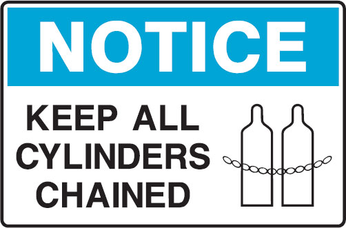 Graphic Warning Signs - Keep All Cylinders Chained