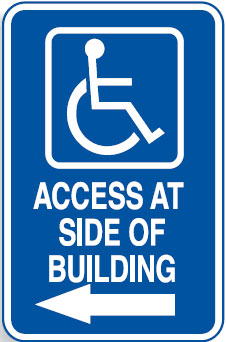 Disabled Signs - Access At Side Of Building W/Picto Arrow Left