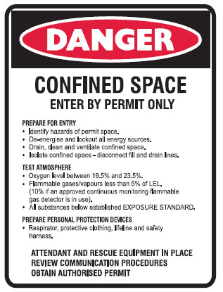 Confined Space Signs - Confined Space Enter By Permit Only Etc...
