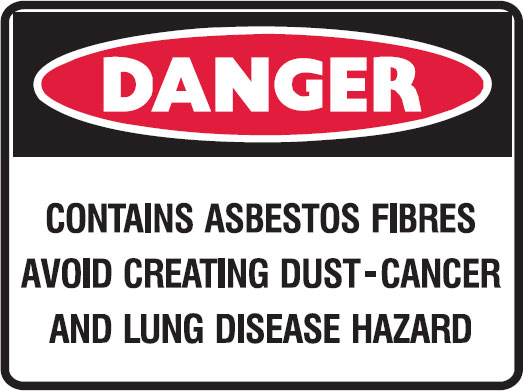Asbestos Danger Signs - Contains Asbestos Fibres Avoid Creating Dust - Cancer And Lung Disease Hazard