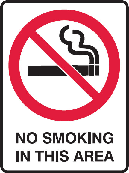 No Smoking In This Area - Prohibition Sign