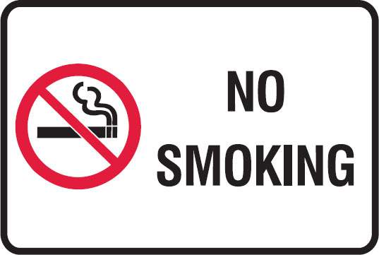 Prohibition Sign - No Smoking, H180mm x W450mm, Self Adhesive Vinyl
