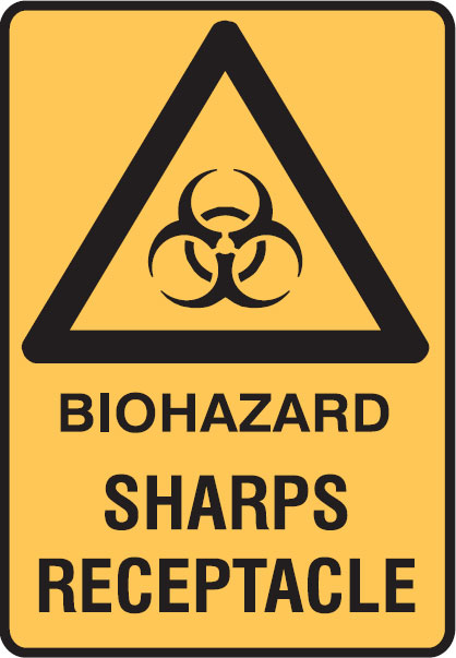 Medical Biohazard Signs - Biohazard Sharps Receptacle W/Picto