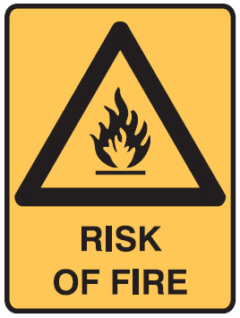 Flammable Material Signs - Risk Of Fire W/Picto