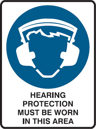 Mandatory Signs - Hearing Protection Must Be Worn In This Area, 450mm (W) x 600mm (W), Class 1 (400) Reflective Polypropylene