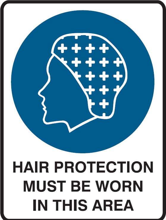 Mandatory Signs - Hair Protection Must Be Worn In This Area