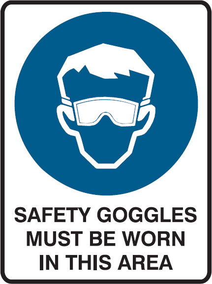 Small Labels - Safety Goggles Must Be Worn In This Area