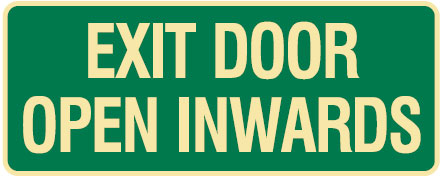 Exit/Evacuation Signs - Exit Door Open Inwards