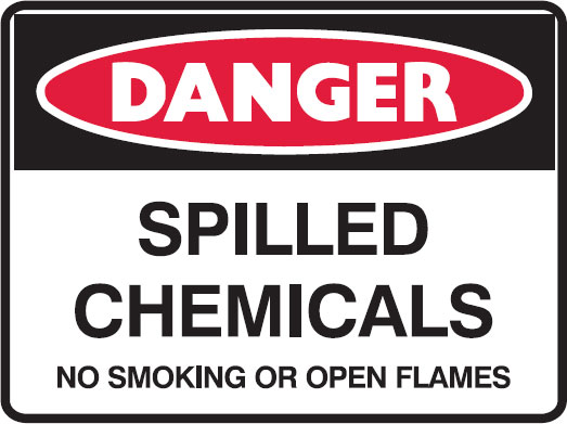 Hazardous Substance Signs  - Spilled Chemicals No Smoking Or Open Flames