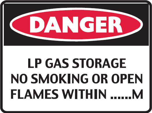 Ind Graphic Smoking Area Signs - Lp Gas Storage No Smoking Or Open Flames Within ___ M