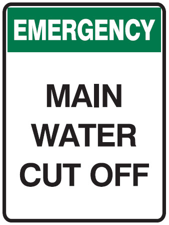 Emergency Info Signs - Main Water Cut Off