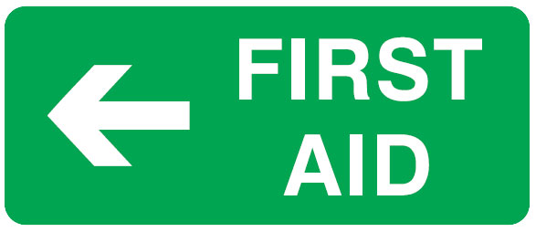 First Aid Signs - First Aid with Left Arrow