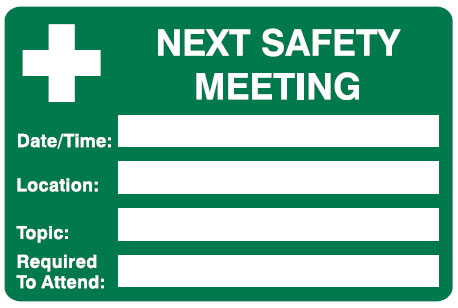 Emergency Info Signs - Next Safety Meeting