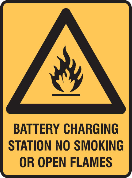 Warning Signs - Battery Charging Station No Smoking Or Open Flames