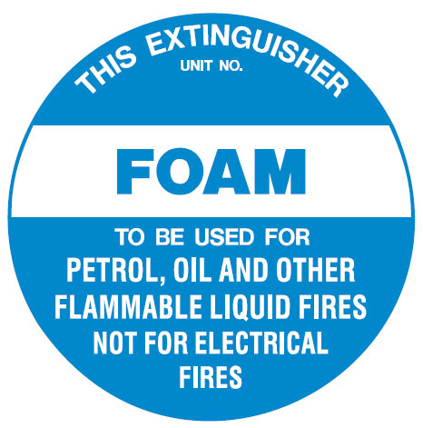 Fire Extinguisher Signs - Foam Fire Extinguisher, 200mm Dia, Self Adhesive Vinyl