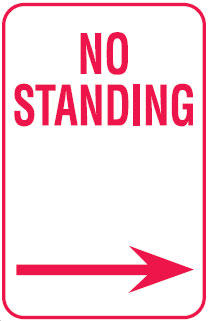 Parking Signs - No Standing Arrow Right