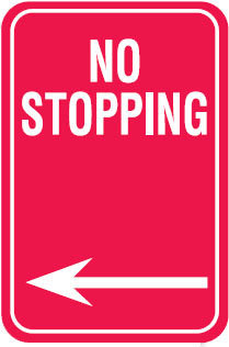Parking Signs - No Stopping Arrow Left