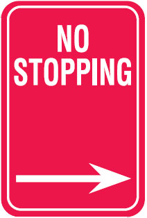 Parking Signs - No Stopping Arrow Right
