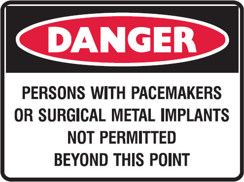 Electrical Hazard Warning Signs  - Persons With Pacemakers Or Surgical Metal Implants Not