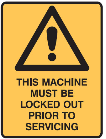 Lockout Signs - This Machine Must Be Locked Out Prior To Servicing W/Picto