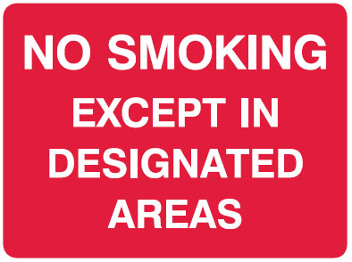 No Smoking Signs - No Smoking Except In Designated Areas
