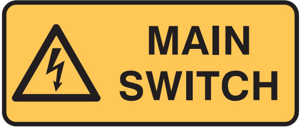 Electrical Hazard Signs - Main Switch W/Picto