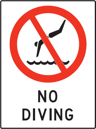 Water Safety Signs - No Diving W/Picto