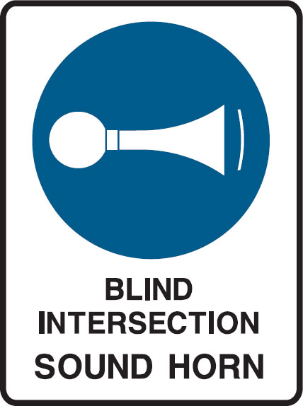 Forklift Safety Signs - Blind Intersection Sound Horn W/Picto