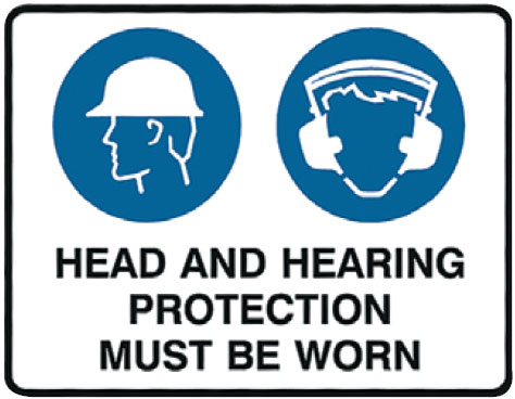 Speciality Building Site Signs - Head And Hearing Protection Must Be Worn