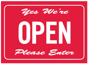 Double Sided Warehouse Signs - Yes We're Open Please Enter / Sorry We're Closed Please Call Again