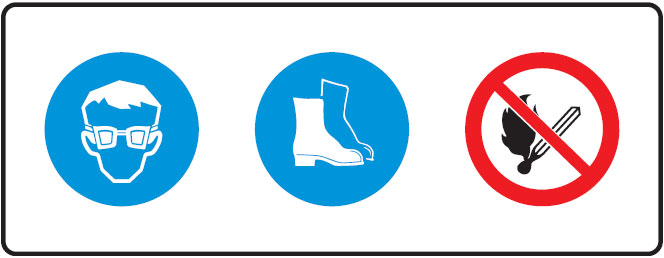 Speciality Building Site Signs - Eye & Foot Protection Symbols & No Naked Flame Symbol