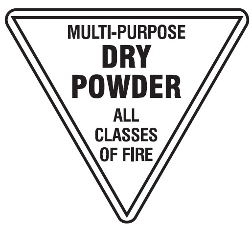 Fire Extinguisher Signs - Multi-Purpose Dry Powder, 250mm Triangle, Self Adhesive Vinyl