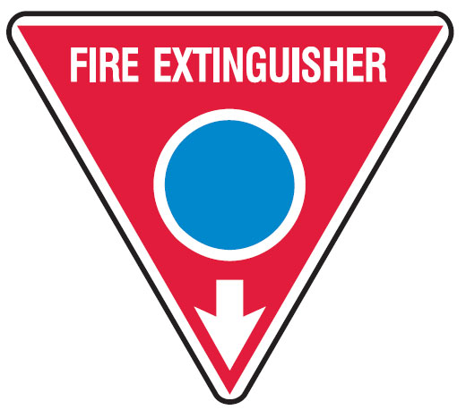 Fire Extinguisher Signs - Blue Circle, 350mm Triangle, Self Adhesive Vinyl
