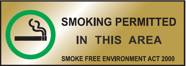 Deluxe No Smoking Signs - Smoking Permitted In This Area Smoke Free Environment Act 2000 W/Picto