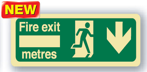 Exit And Evacuation Floor Signs  - Fire Exit Metres Man/Rr Arr/D