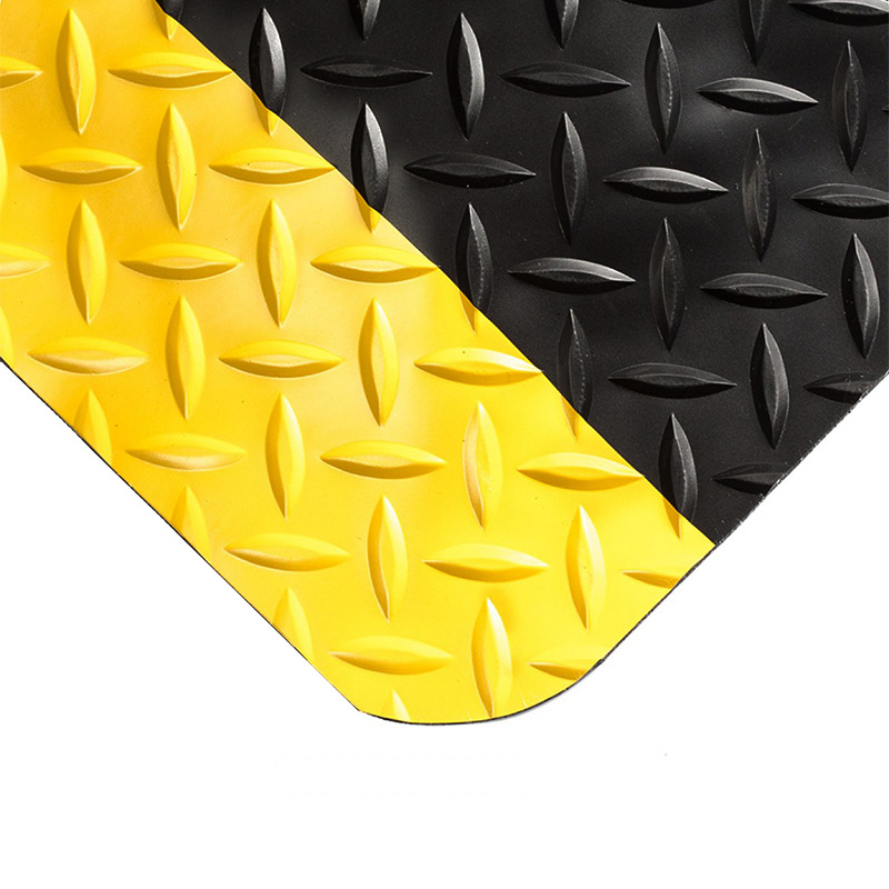 Ergonomic Anti-Fatigue Mat with Yellow Border 600 x 900mm Black