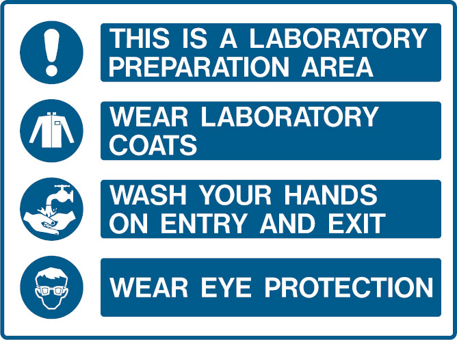 Laboratory Signs - This Is A Laboratory Preparation Area Wear Laboratory Coats (225mm x 300mm), Polypropylene
