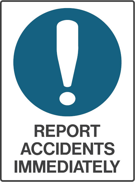 Laboratory Signs - Report Accidents Immediately