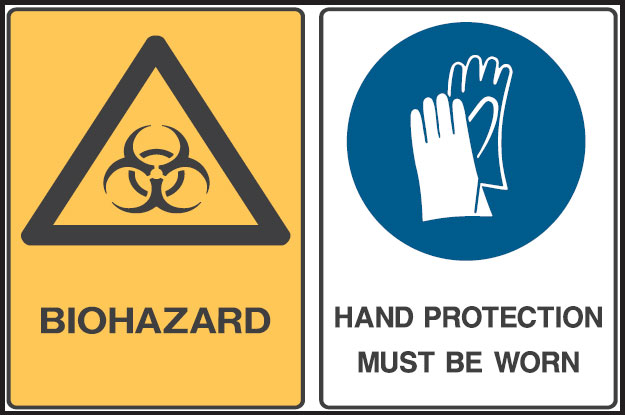 Laboratory Signs - Biohazard Hand Protection Must Be Worn
