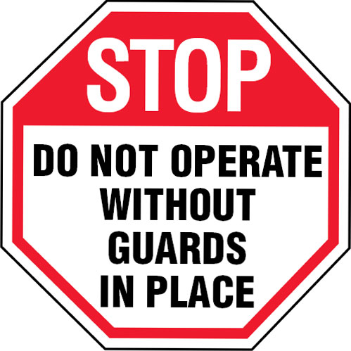 Octagon Stop Labels  - Stop Do Not Operate Without Guards In Place