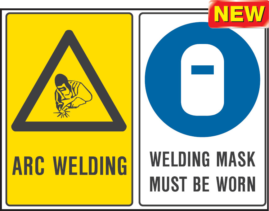 Multiple Warning Signs  - Arc Welding/Welding Mask Must Be Worn