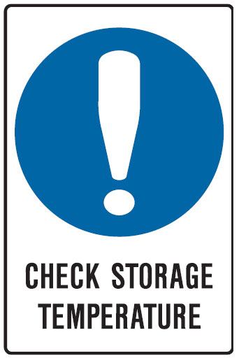 Kitchen & Food Safety Signs - Check Storage Temperature