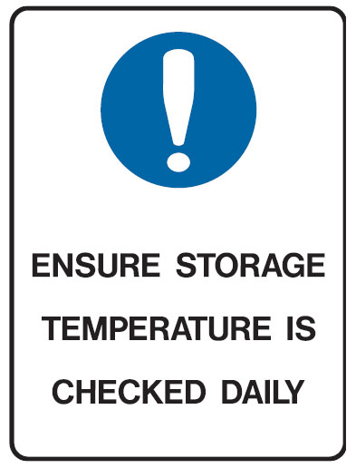 Kitchen & Food Safety Signs - Ensure Storage Temperature Is Checked Daily