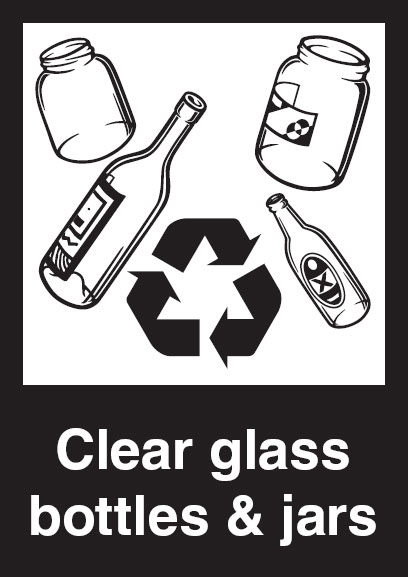 Recycling Signs - Clear Bottles & Jars