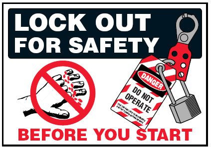 Arc Flash & Lockout Labels - Lock Out For Safety Before You Start