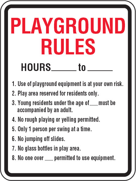 Park & Playground Signs - Playground Rules