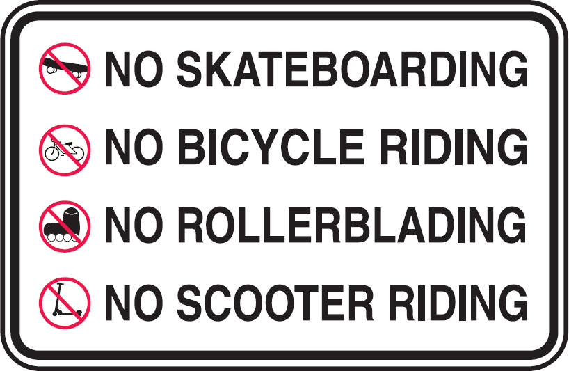 Park & Playground Signs - No Skateboarding Riding No Bicycle Riding No Rollerblading No Scooter Riding