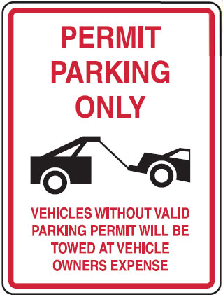 Traffic & Parking Control Signs  - Permit Parking Only Vehicles Without Valid Parking