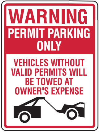 Traffic & Parking Control Signs  - Permit Parking Only Vehicles Without Valid