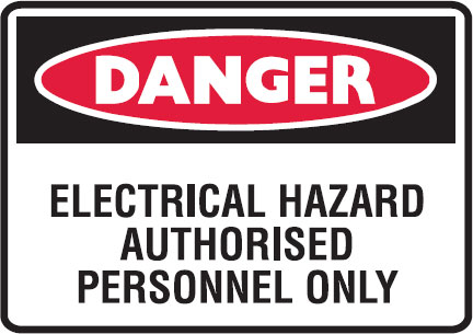 Small Graphic Labels - Electrical Hazard Authorised Personnel Only